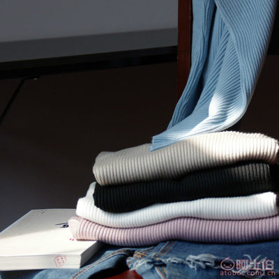 【新款坑條套頭日式針織T恤廠家直銷半高領優雅氣質修身女士針織衫】長沙市開福區專衣服裝廠 - 產品庫